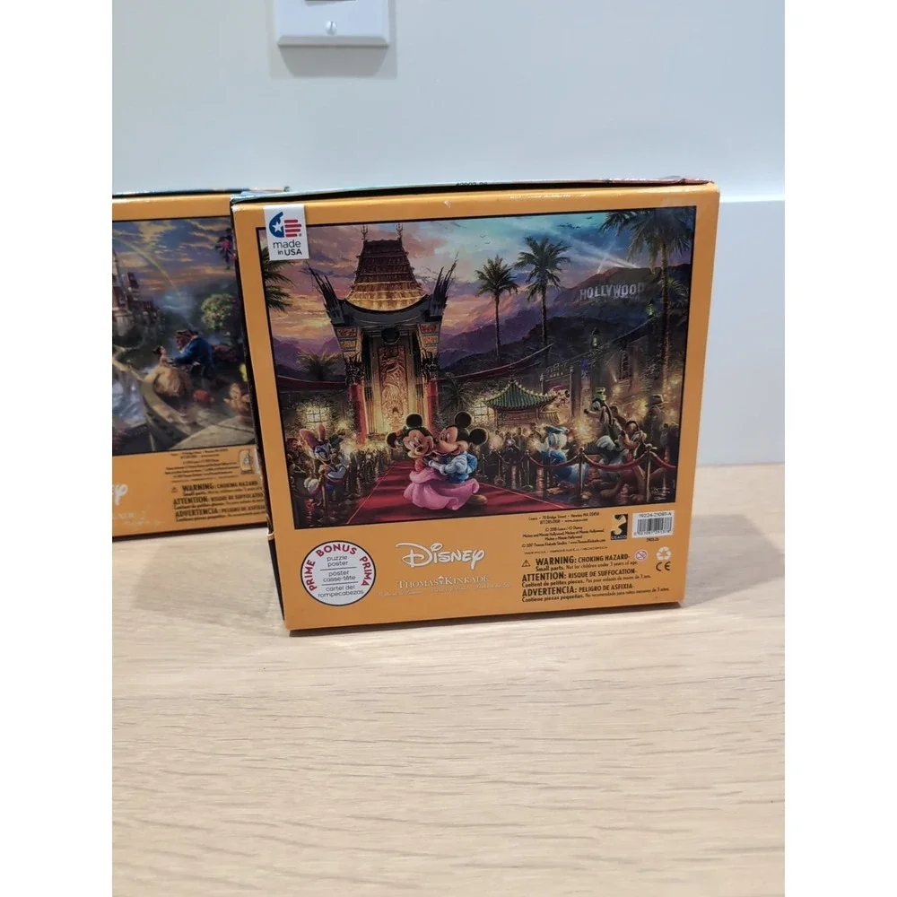 Lot Of  2 Disney Thomas Kinkade Beauty & The Beast Minne Mickey‎ 750 Pc Puzzle